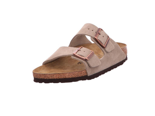 Birkenstock Arizona Soft Footbed Sandal –olean Unisex Suede, Taupe