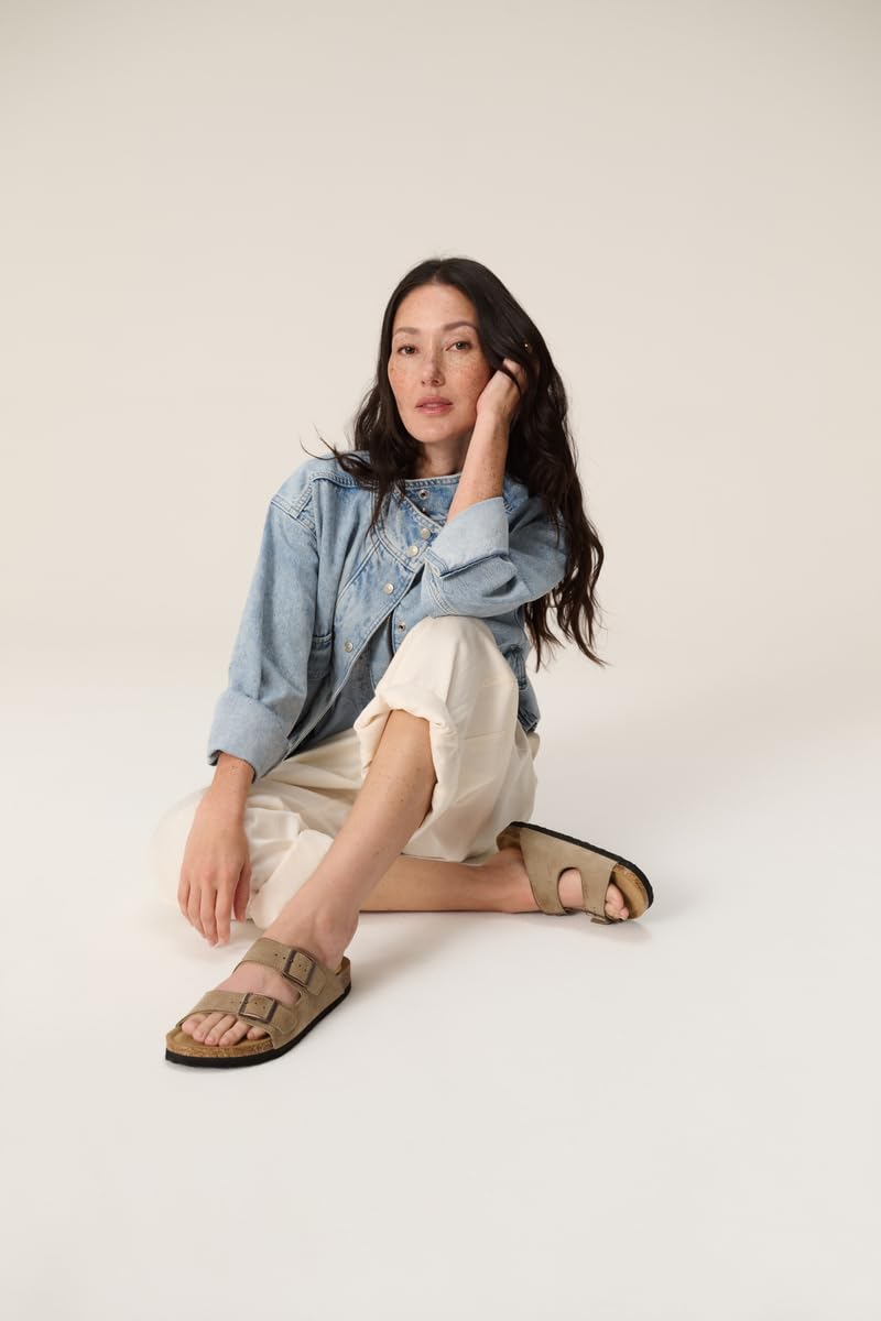 Project Cloud Women's Flat Leather Sandals – Cork Footbed with Memory Foam & Arch Support