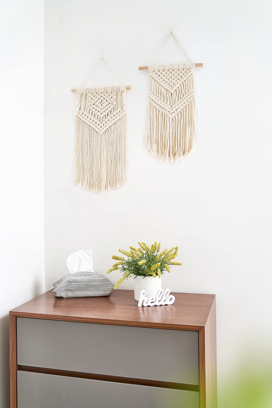 Dahey Small Macrame Wall Hanging – Set of 2, Boho Cotton Decor