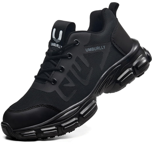 Hogent Steel Toe Work Shoes – Lightweight Safety Sneakers for Men & Women, Black