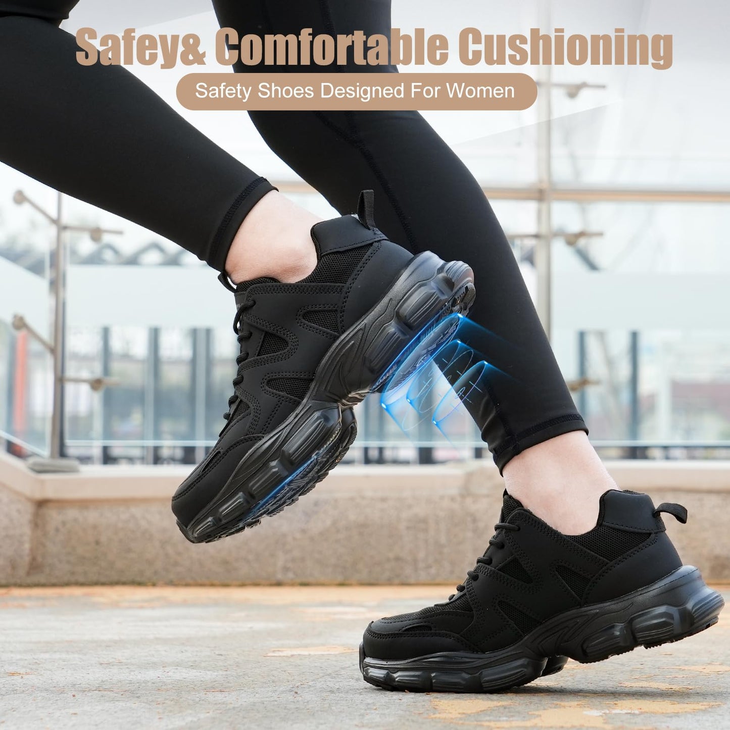 Steel Toe Work Sneakers – Wide Fit, Non-Slip Composite Safety Shoes, Unisex