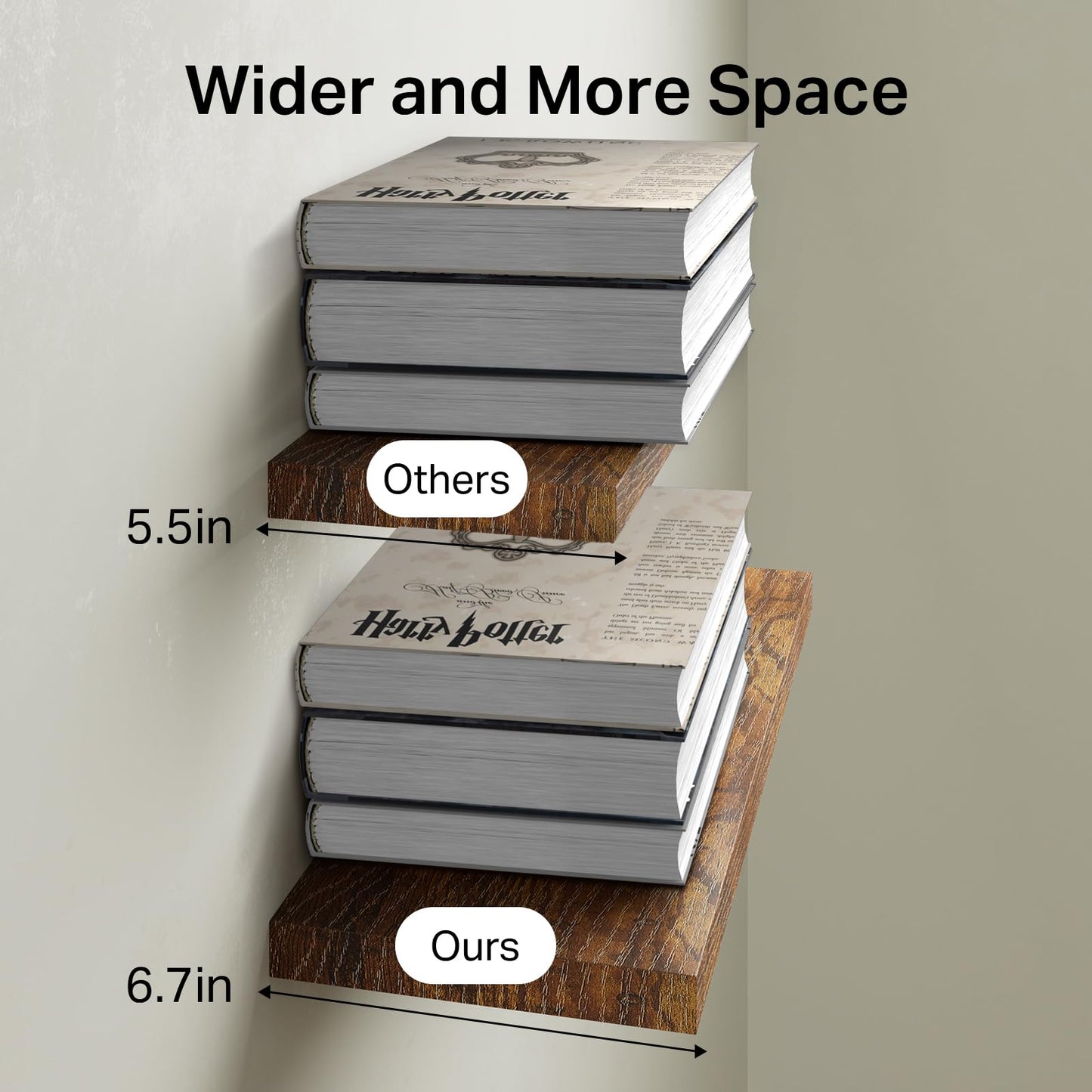 BAYKA Floating Wall Shelves – Set of 2, Rustic Brown, 22.5"