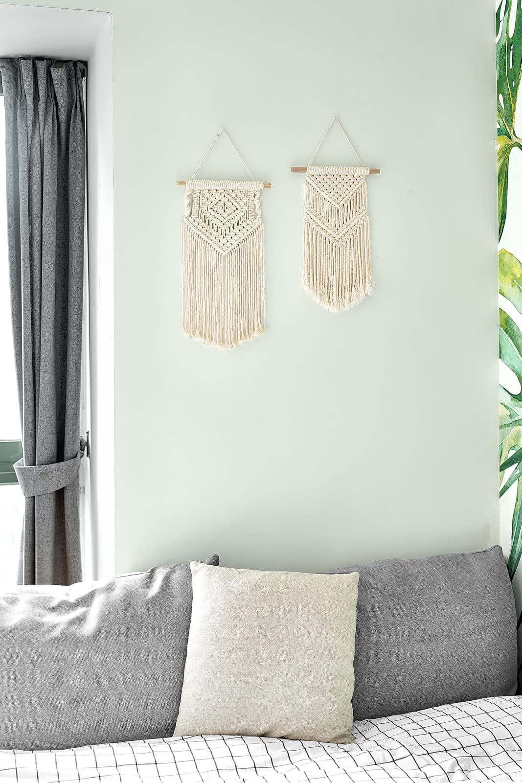 Dahey Small Macrame Wall Hanging – Set of 2, Boho Cotton Decor