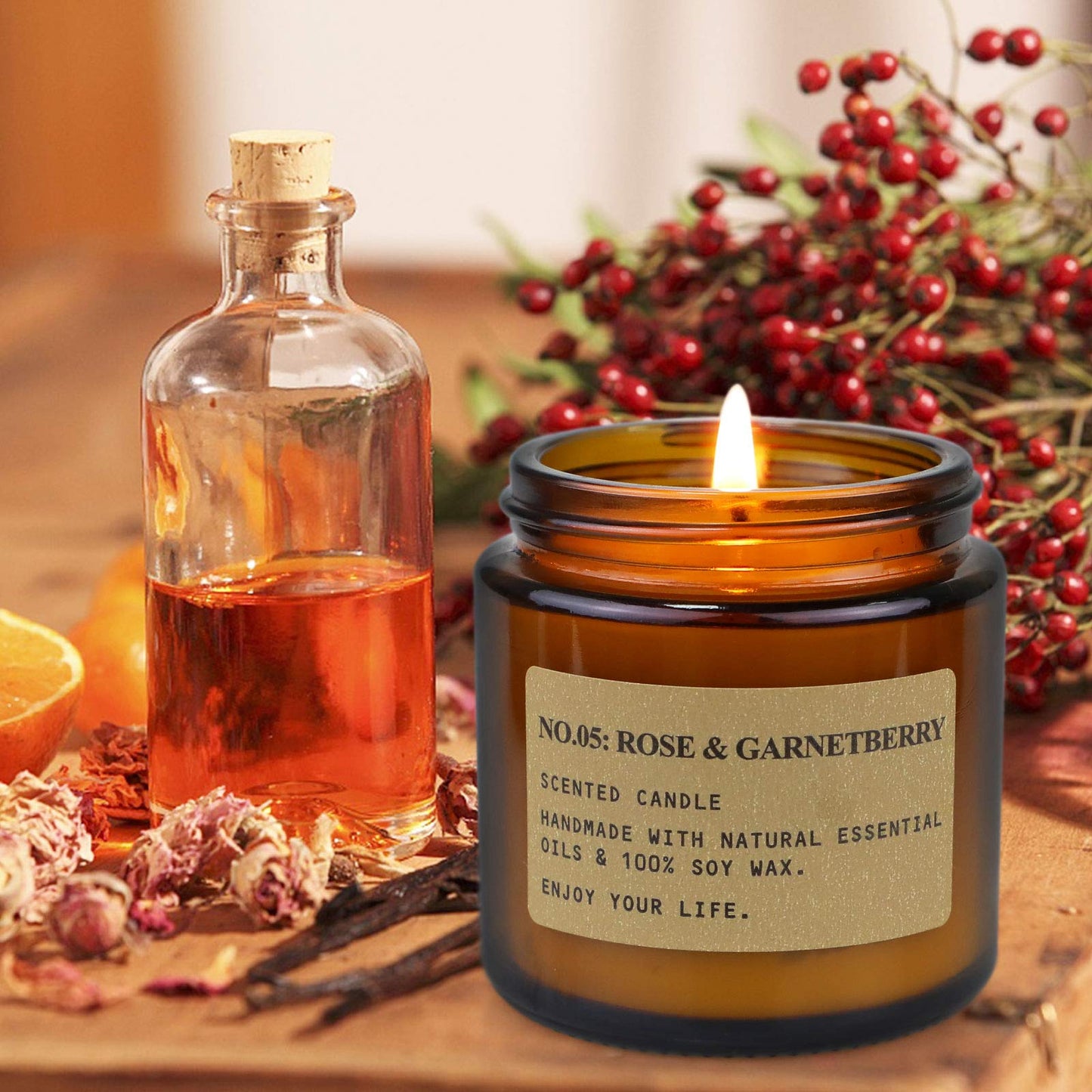 MOULENGGU Soy Wax Scented Candles Gift Set – 6 Pack, Amber Jars