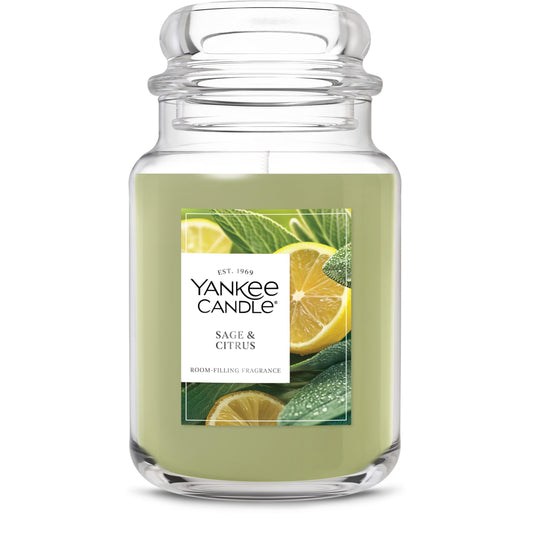 Yankee Candle Large Jar – Sage & Citrus, 22 oz, Up to 150 Hours