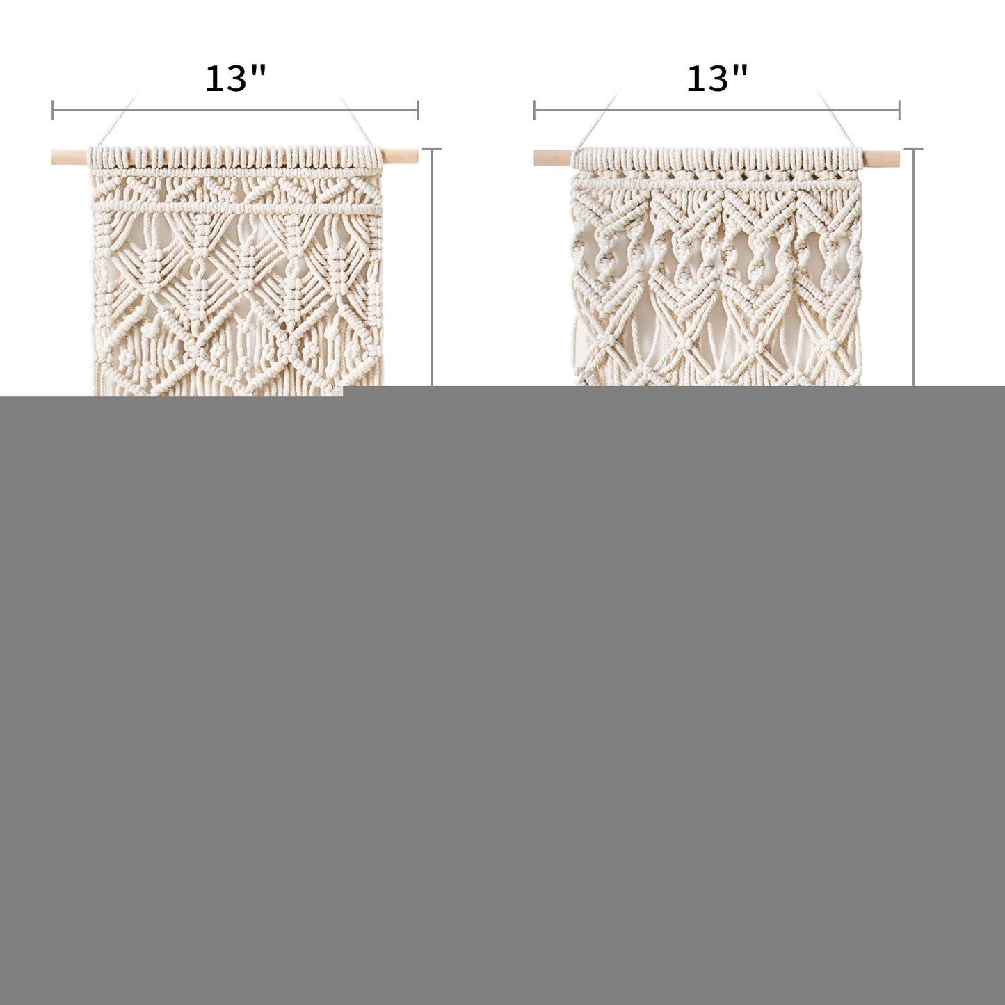 Mkono Macrame Wall Hanging – Set of 2, Boho Cotton, 28" x 13"