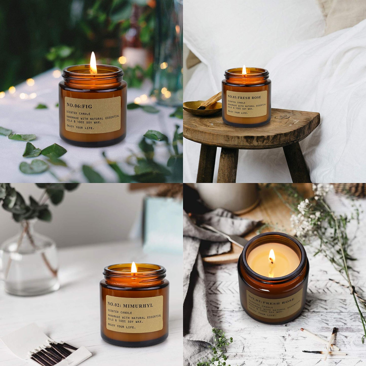 MOULENGGU Soy Wax Scented Candles Gift Set – 6 Pack, Amber Jars