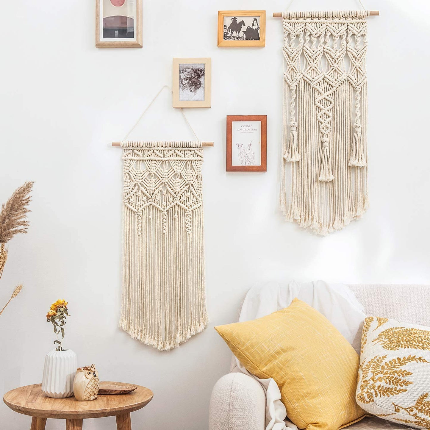 Mkono Macrame Wall Hanging – Set of 2, Boho Cotton, 28" x 13"