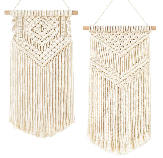 Dahey Small Macrame Wall Hanging – Set of 2, Boho Cotton Decor