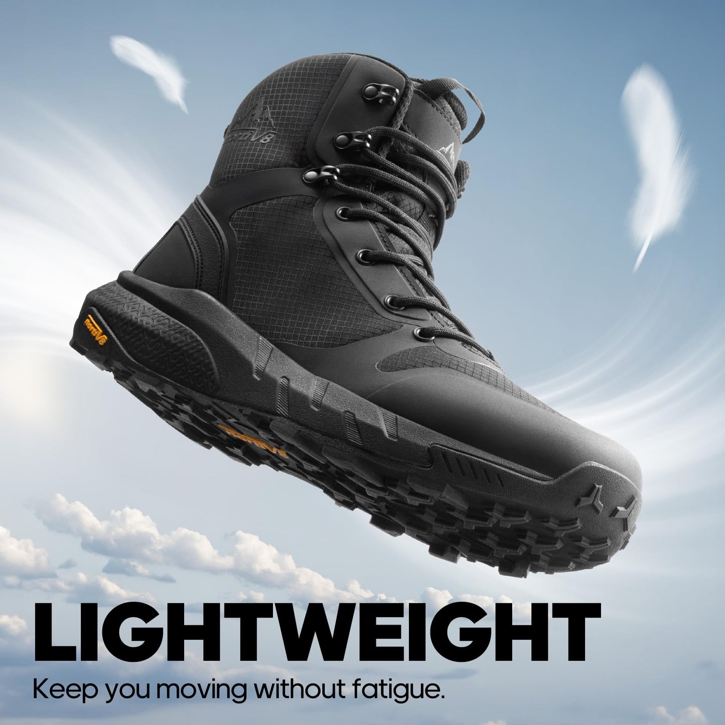 NORTIV 8 Men's Tactical Work Boot – Side Zip Combat Hiking Boot, Black