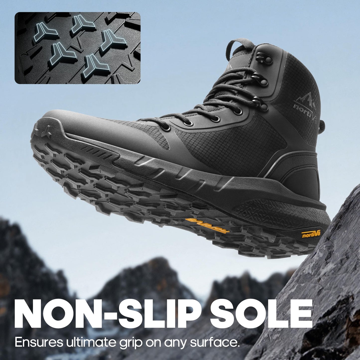 NORTIV 8 Men's Tactical Work Boot – Side Zip Combat Hiking Boot, Black